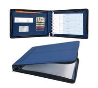 VANRA 7 Ring Business Checkbook Binder with Zipper, PU Leather Organizer for 3-On-A-Page Business Checks, 600 Checks Capacity Fits 9x13 Inch Sheets, Check Book Binder for Personal Finances (Blue)