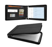 VANRA 7 Ring Business Checkbook Binder with Zipper, PU Leather Organizer for 3-On-A-Page Business Checks, 600 Checks Capacity Fits 9x13 Inch Sheets, Check Book Binder for Personal Finances (Black)