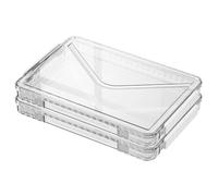 VANRA Clear File Storage Box with Latching Lids Stackable Project Case Organizer Plastic Stacking File System Office Magazine Storage Bin School Supplies Container Portable with Handle (2 White, S)