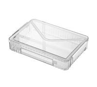 VANRA Clear File Storage Box with Latching Lids Stackable Project Case Organizer Plastic Stacking File System Office Magazine Storage Bin School Supplies Container Portable with Handle (1 White, L)