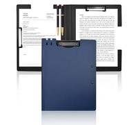 VANRA Clipboard Folder A4 File Cover Clipboards with Double Metal Clips, Plastic Foldable Binder Clipboard with Pen Holder for Office School Classroom (Blue)