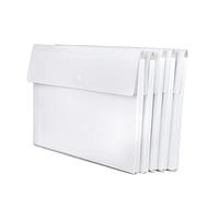 VANRA Expanding Poly File Jacket Filing Envelope File Folder Pockets Document Holder Organizer A4 Letter Size with Snap Button (White, Pack of 5)