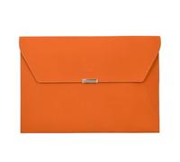 VANRA File Folder Document Holder Organizer Waterproof Portfolio Leather Folder Case with 3 Pockets, Filing Envelopes for A4 Letter Size Paper with Snap Magnetic Button Closure (Orange)