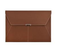 VANRA File Folder Document Holder Organizer Waterproof Portfolio Leather Folder Case with 3 Pockets, Filing Envelopes for A4 Letter Size Paper with Snap Magnetic Button Closure (Brown)