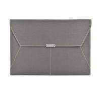 VANRA File Folder Document Holder Organizer Waterproof Portfolio Leather Folder Case with 3 Pockets, Filing Envelopes for A4 Letter Size Paper with Snap Magnetic Button Closure (Gray)