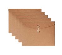 VANRA Kraft String Envelope File Folder Project Pockets File Jacket Document Organizer Flat-No Expansion A4 Letter Size(Kraft Brown,Pack of 5)