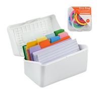 VANRA Index Card Holder 3x5 Flash Card Organizer Case 300 Colored Index Cards Bulk Blank Note Cards with Ring (White)