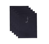 VANRA Kraft Paper A4/C4 File Folders Filing Envelope Folder Pack of 5, Filing Envelope Folder Jacket Document Letter Organizer with String Closure for School,Office (Black)