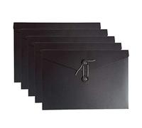 VANRA Kraft String Envelope File Folder Project Pockets File Jacket Document Organizer Flat-No Expansion A4 Letter Size (Black, Pack of 5)