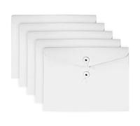 VANRA Kraft String Envelope File Folder Project Pockets File Jacket Document Organizer Flat-No Expansion A4 Letter Size (White, Pack of 5)