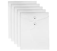 VANRA Kraft String File Folder Filing Envelope Project File Jacket Document Letter Organiser Flat-No Expansion A4 Letter Size (White, Pack of 5)