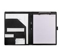 VANRA Padfolio Clipboard Folder Leather Portfolio Binder Organizer Interview Resume Folder for Papers Legal Document A4 Letter Size Writing Pad Notepad Clip Boards with Business Card Holder (Black)