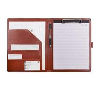 VANRA Padfolio Clipboard Folder Leather Portfolio Binder Organizer Interview Resume Folder for Papers Legal Document A4 Letter Size Writing Pad Notepad Clip Boards with Business Card Holder (Brown)