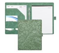 VANRA Padfolio Portfolio Binder Faux Leather Interview Resume Folder with Notepad, Document Organizer Card Holder, Letter-Sized Notepad Portfolio Organizer for Business School Office (Green)