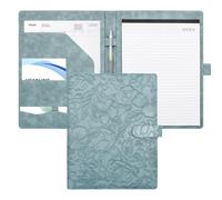VANRA Padfolio Portfolio Binder Faux Leather Interview Resume Folder with Notepad, Document Organizer Card Holder, Letter-Sized Notepad Portfolio Organizer for Business School Office (Blue)