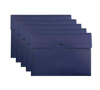 VANRA Poly File Folder Pockets File Jacket Plastic Envelope Flat Document Letter Organizer with Snap Button Closure A4 Letter Size (Navy Blue)