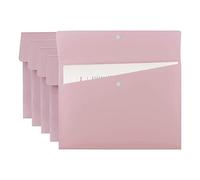 VANRA Poly File Folders Letter Size File Jackets Organizer Plastic Envelope A4 Flat Document Holder with Snap Button Closure (Pastel Pink, Pack of 5)