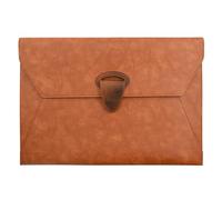 VANRA PU Leather File Folder Document Organizer Holder Waterproof Filing Envelope Case with 2 Pockets, A4 Portfolio Folder with Magnetic Snap Button Closure (Brown)