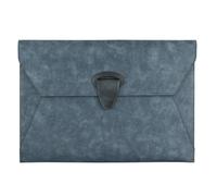 VANRA PU Leather File Folder Document Organizer Holder Waterproof Filing Envelope Case with 2 Pockets, A4 Portfolio Folder with Magnetic Snap Button Closure (Blue)