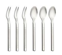VANRA Small Coffee Spoons Dessert Forks Set Mini Appetizer Spoon Stainless Steel Teaspoons Salad Forks Silverware Flatware Silver Tasting Tea Spoons (3 Forks+3 Spoons)