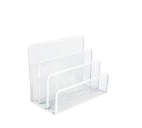 VANRA Small Letter Sorter Desktop File Holder Organizer Metal Mesh with 3 Vertical Upright Compartments (White)