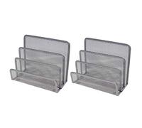 VANRA Small Letter Sorter Pack of 2 Desktop File Organizer Metal Mesh Paper Stacking Sorter Holder 3 Slots (2 Silver)