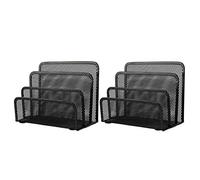 VANRA Small Letter Sorter Pack of 2 Desktop File Organizer Metal Mesh Paper Stacking Sorter Holder 3 Slots (2 Black)