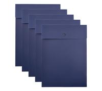 VANRA Vertical File Folders Poly Filing Envelope Plastic Project Folder with Snap Button Closure for A4 Letter Size Paper (Pack of 5, Navy Blue)