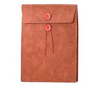 VANRA Vertical Leather Envelope File Folders Expanding Document Holder Organizer Pocket Folder Portfolio for A4 Letter Size Paper with String Tie Closure (Brown)