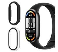 Vanrain Case for Xiaomi Mi Band 10/Band 10 NFC, Pack of 2, 360° All-Round PC Case with Screen Protector Glass Bumper Full Cover Protective Case Black + Transparent