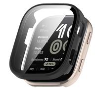 Vanrain Matt Case for Amazfit Bip 6, 1 Piece 360° All-Round PC Case with Protective Glass Bumper Full Cover Protective Case Black