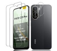 Vanrain Screen Protector for Xiaomi Poco C81 Pro 4G, Pack of 2 + 2 Tempered Glass and Camera Protection, 9H Hardness Protective Glass HD Clear Anti-Scratch Bubble-Free