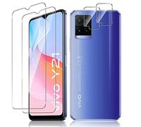 Vanrain Tempered Glass for VIVO Y21/VIVO Y21s/VIVO Y33s with 2 Pieces Screen Protector + 2 Pieces Camera Tempered Glass, Tempered Glass Film, Bubble-Free Screen Protector