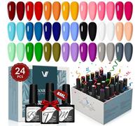 VANREESA 24 PCS Gel Nail Polish Set Spring Summer Colours Gel Polish Set with Base and Top Coat Red Pink Green Blue Nail Varnish Nail Art Set Gifts for Women