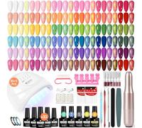 VANREESA 35+5 Gel Nail Polish Set with Drill and Lamp 35 Colours Pink Red Orange Purple Summer Colours Gel Nail Kit Starter Kit with Glitter Golden Top Coat Complete Manicure Tools Gifts for Women