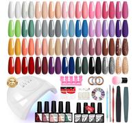 VANREESA 60 PCS Gel Nail Kit with 48W U V Lamp 36 Colours All Seasons Gel Nail Polish Set with Lamp Starter Kit Pink Red Brown Gels Polish Set with