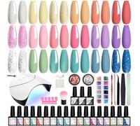 VANREESA Gel Nail Kit, 18 Colours Gel Nail Polish Set with Lamp Starter Kit Pink Blue Purple Spring Summer Colours U V Nail Polish Set with Base and Top Coat Manicure DIY at Home Gifts for Women