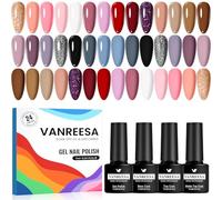 VANREESA Gel Nail Polish Set 21+3 Gel Polish Set Classic White Brown Purple Red Glitter Fall Winter Colours Soak Off UV Nail Polish Set Nail Varnish Kit Gifts for Women