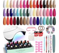 VANREESA Gel Nail Polish Set with Lamp 42 PCS Nail Kit with Base Top Coat | 24 Colours Nude Pink Red Brown Complete Gel Nail Kit for Beginners U V Nail Polish Set with Manicure Tools Gifts for Women