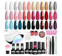 VANREESA Gel Nail Polish Set with Lamp Starter Kit, 18 Colours Gel Nail Kit Classic Popular Pink Red Glitter Soak Off Gels Polish Set with Manicure Tools Nails Salon Set Gifts for Women