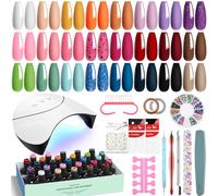 VANREESA Gel Nail Polish Set with Lamp Starter Kit 24 Colours Gel Nail Kit with Base Top Coat Red Pink Blue Gels Polish Set Nails Salon Set Gifts for Women