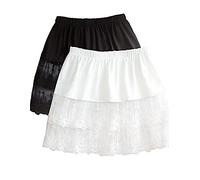 Vanrose Jan Womens Lace Shirt Extender See Through Lace Underskirts Layering Half Slip Clothing Accessories, 2 Pack# Mini (Black+white), S-M