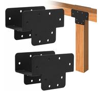 VANROUG 2 Pcs Pergola Kit T Shaped 4x4 (Actual Size 3.57"x3.57") Heavy Duty Woodwork DIY Pergola Brackets Kit, 3 Way T Bracket for Pergolas and Gardens, Matte Black