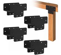 VANROUG 4 Pcs Pergola Kit T Shaped 4x4 (Actual Size 3.57"x3.57") Heavy Duty Woodwork DIY Pergola Brackets Kit, 3 Way T Bracket for Pergolas and Gardens, Matte Black