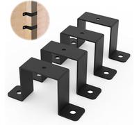 VANROUG 4 Pcs Square Pipe Clamp, 51 x 51mm U Shaped Connector Bracket, Fence Post Wall Fixing Bracket Suitable for Water Pipes, Balcony Railing, Stairs Railing