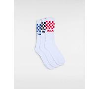 Vans 3 Pack Classic Check Crew Socks | White