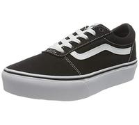 Vans Women's Ward Platform Canvas Sneaker, Canvas Black White, 1 UK