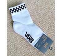 VANS CUSHIONED Quarter Socks WHITE Black Check 4-7.5 (36.5-41) OFF THE WALL