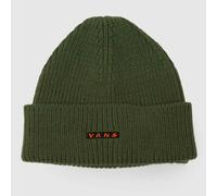 Vans Determine Cuff Beanie in Khaki, Logo Detail, Fabric One Size