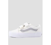 Vans Girls Shimmer Side Stripe Double Strap Trainers, White, Size 12 Younger White